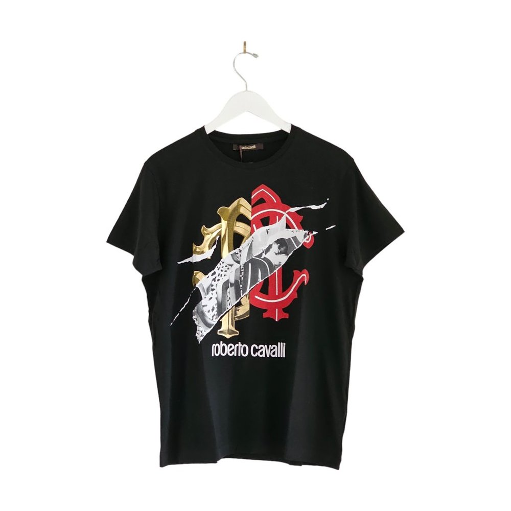 Roberto CavalliFoil Crest Graphic T-Shirt - Black